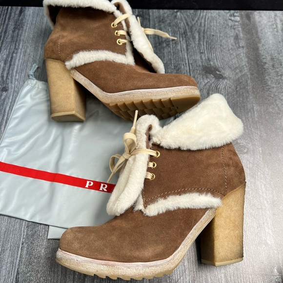 Prada Booties Shearling Booties Size 38 Calzature Donna - Picture 12 of 16